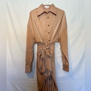 Mable tan silk maxi button down. Size L.